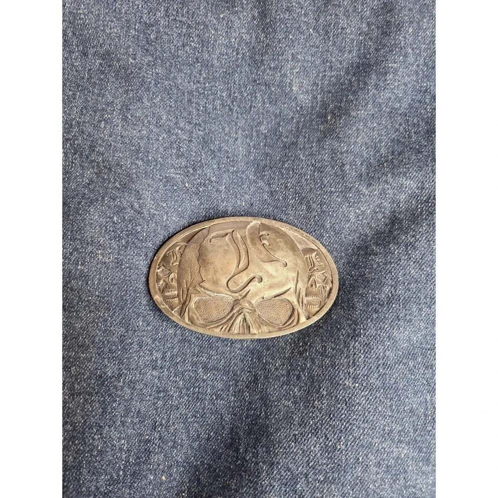Vintage Solid Metal Pirates Belt Buckle Skull Nautical